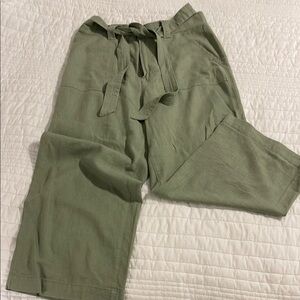 Kensie Green linen crop pant